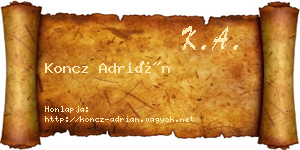 Koncz Adrián névjegykártya